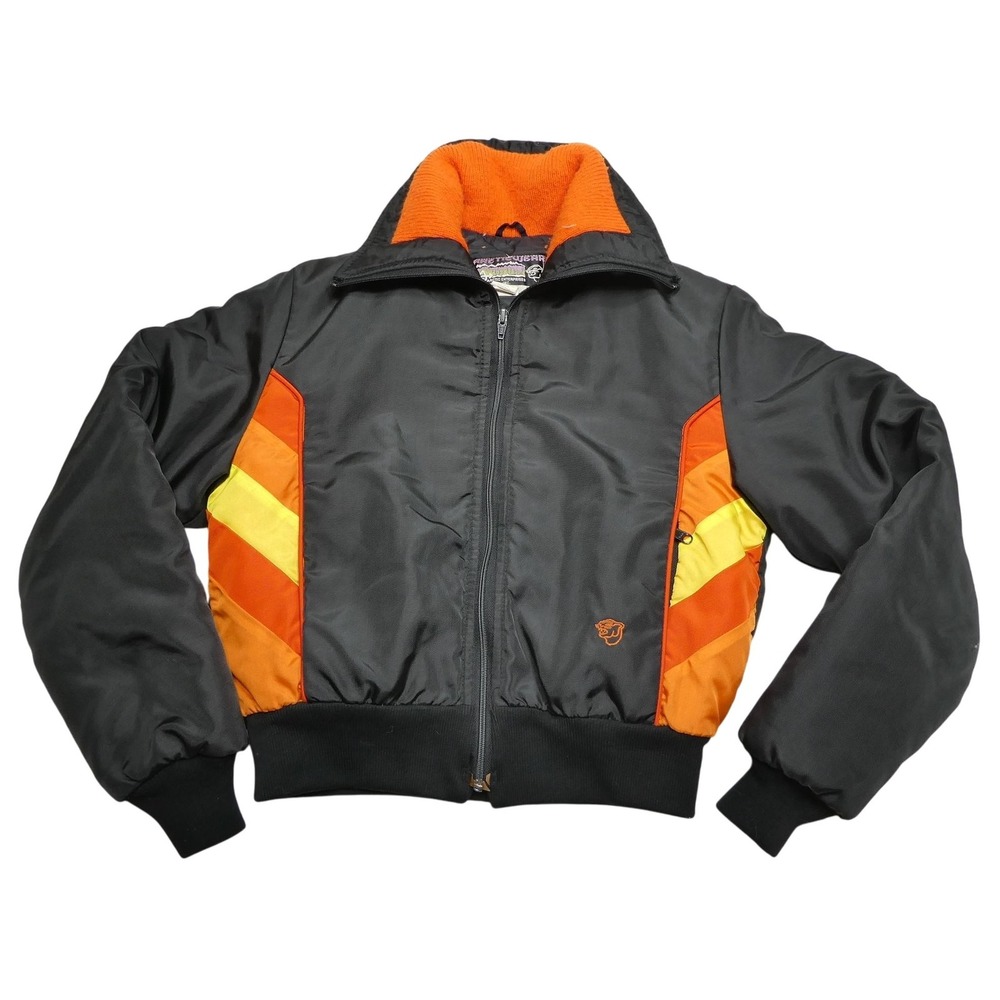 Vintage Arcticwear Arctic Cat Jacket Womens Medium Black Snowmobile Bomber 80s